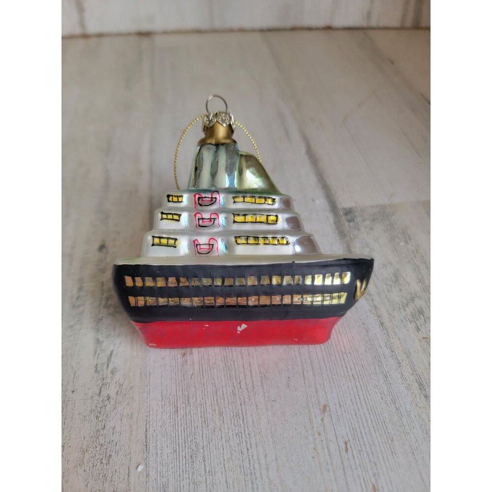 Blown glass AS IS ship cruise boat ornament Xmas